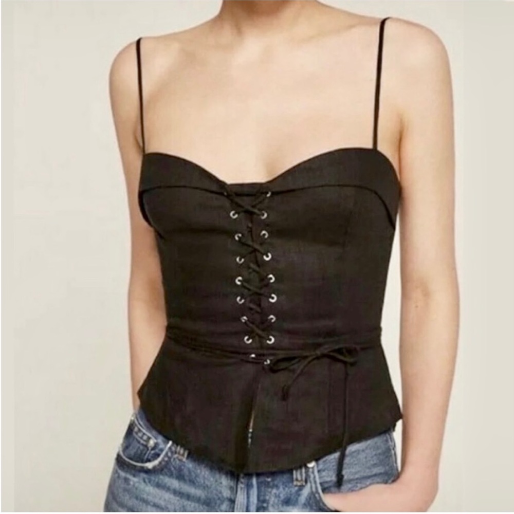 Reformation Clayten Lace-Up Corset Top 4 Peplum
